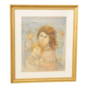 Edna Hibel Impressionist Style 'Sally and Nellie' Lithograph