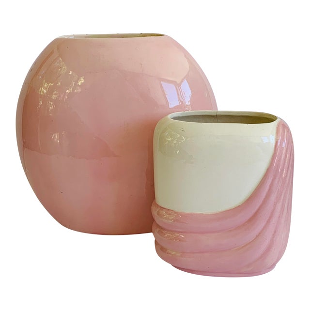 Vintage 1980s Blush Pink Vases Set /2 Chairish