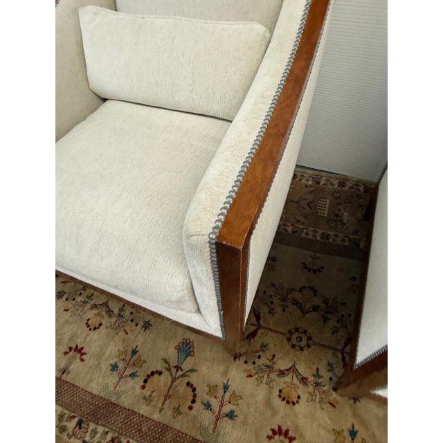 2000 - 2009 French Modernist Slope Arm Lounge Chairs, Pair For Sale - Image 5 of 12
