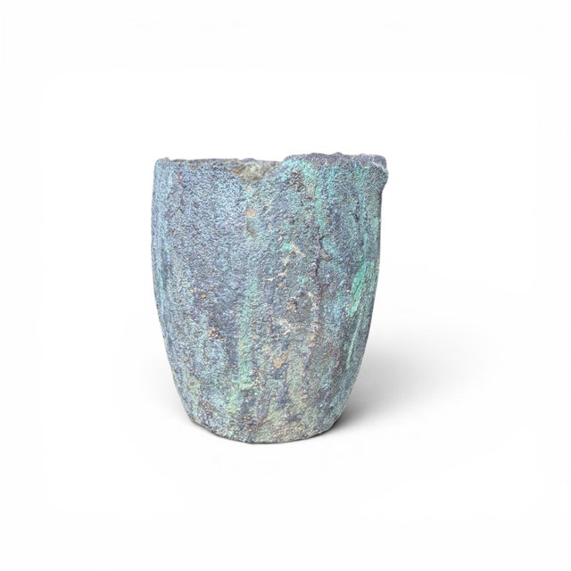 Antique Industrial Refractory Crucible Planter, Wabi-Sabi Foundry Vessel For Sale - Image 9 of 11