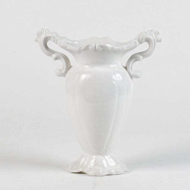White Ceramic Vase with 2 Handles by Torino For Sale - Image 9 of 9