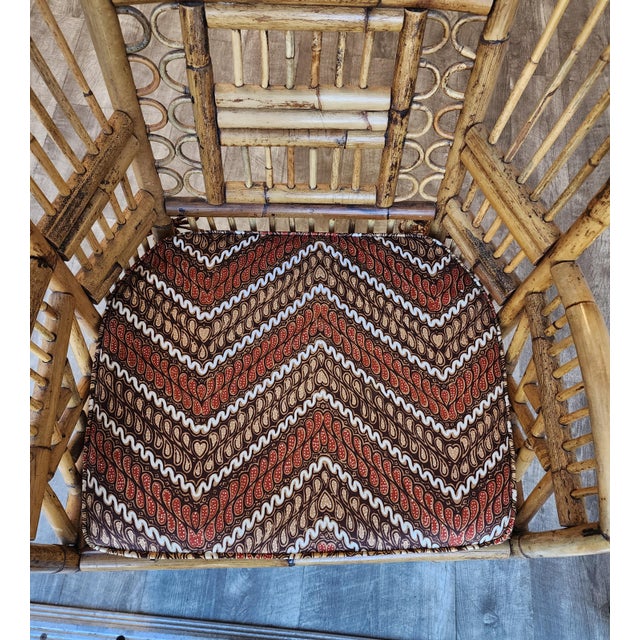 Brown 1970s Vintage Brighton Pavilion Burnt Bamboo & Rattan Armchair For Sale - Image 8 of 16