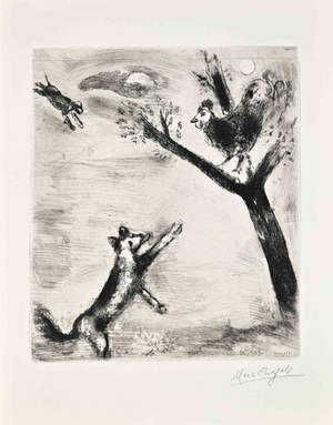 Marc Chagall, Le Coq et le Renard (The Cock and the Fox), 1952, Etching