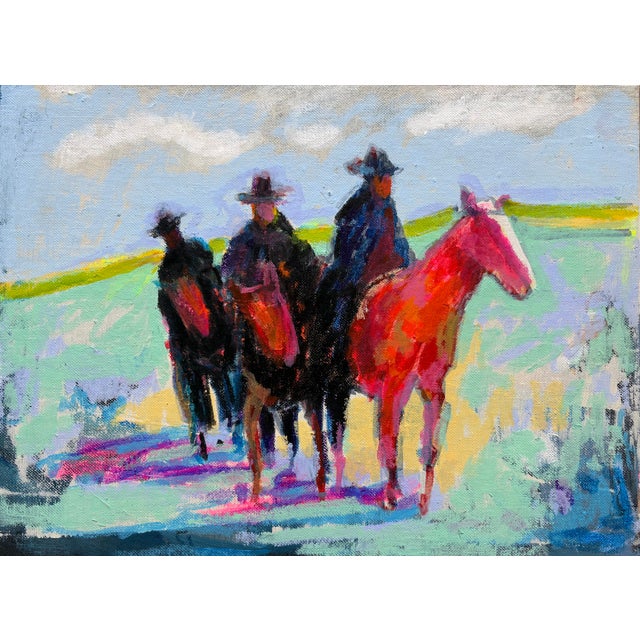 Three Cowboys Riding Impressionist Painting by Joseph Christy For Sale