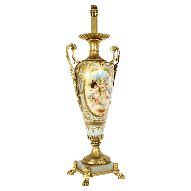 19th Century French Sevres Porcelain Ormolu Table Lamp For Sale