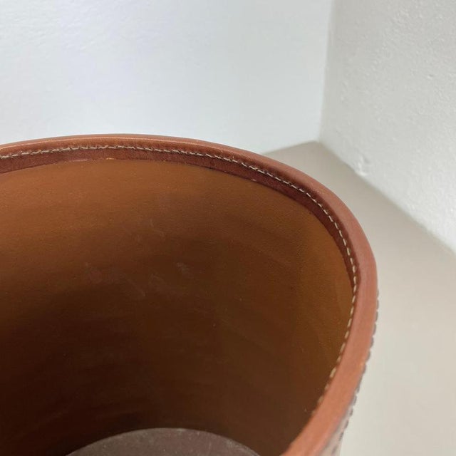 Vintage Patchwork Paper Bin Basket in Leather the style of Auböck, Germany, 1960s For Sale - Image 14 of 18