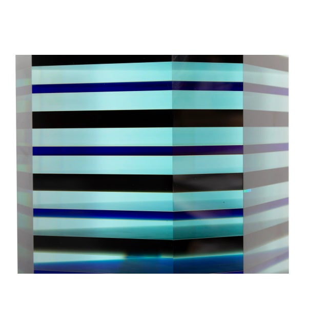 Blue Trapezoid Unknown Medium: Cut Glass Sculpture Year: 1980 Size: 13 x 6.63 x 3.5 in. (33.02 x 16.83 x 8.89 cm)