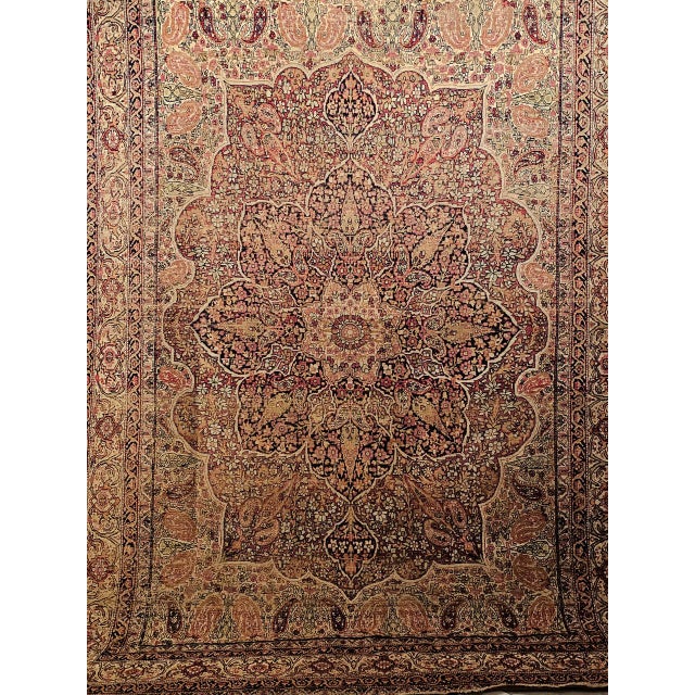 19th Century Persian Kerman Lavar Rug, Hand-Knotted Wool, Floral Design, Ivory & Red, 8x11 For Sale - Image 13 of 18