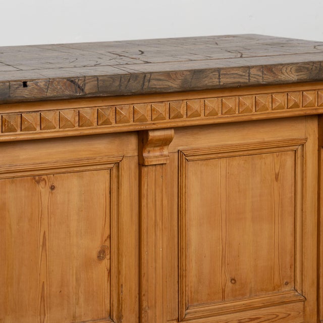 19th Century Pine Shop Counter With Rustic Reclaimed Top for Kitchen Island For Sale - Image 9 of 12