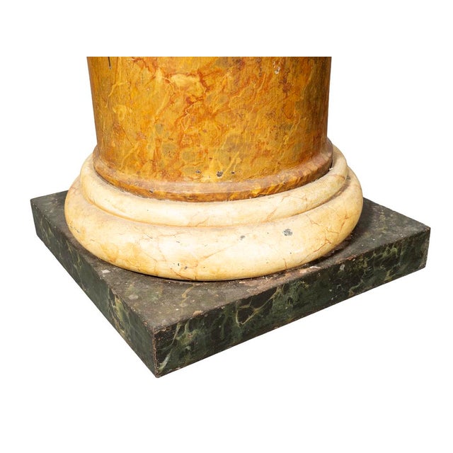 Metal Louis XVI Faux Marble Tole Pedestal For Sale - Image 7 of 7