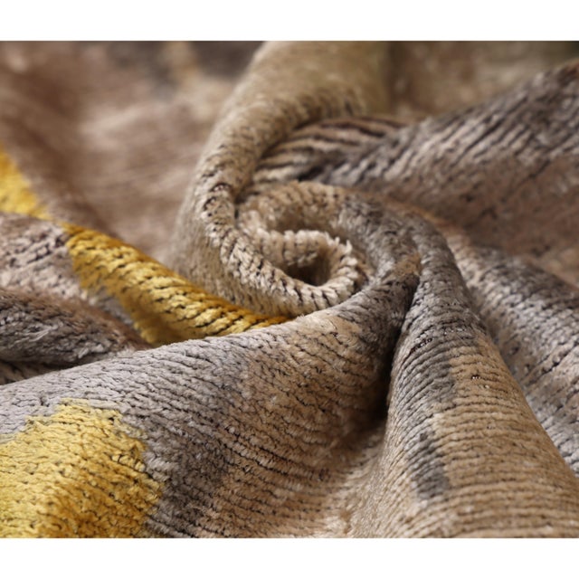 Ivory Taupe & Gold Silk Velvet Pillow 20x20 | Handmade Organic Modern Accent Cushion For Sale - Image 8 of 8