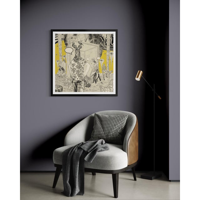 Figurative Good Night Hotel (Center Panel) by Steve Moors, 31"x31" Framed For Sale - Image 3 of 13