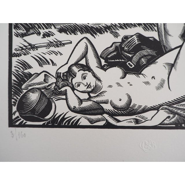 Paul Vera, The Bathers, 1928, Original Woodcut For Sale - Image 4 of 7