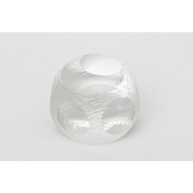 Glass Vintage Czech Signed Battuto Glass Paperweight Sculpture 1980's For Sale - Image 7 of 16