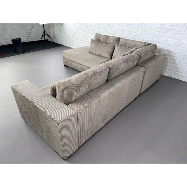 Vintage Corduroy Corner Sofa For Sale - Image 3 of 18