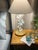 Contemporary White and Light Blue Butterfly Cloche Lamp For Sale - Image 3 of 7