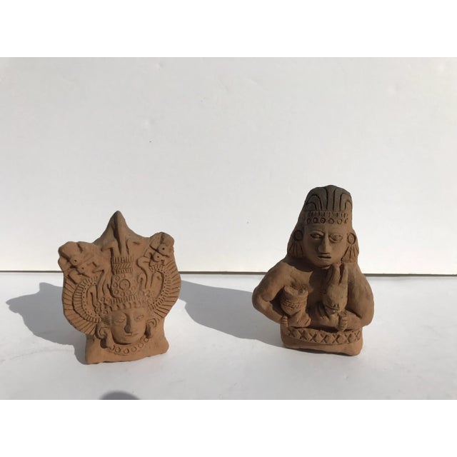 Brown Mayan Inspired Small Clay Figurines From South America - Set of 2 For Sale - Image 8 of 9