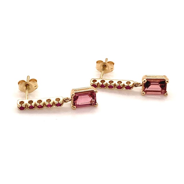 Rubellite Tourmaline Ruby Earrings 14k Gold 1.25 TCW Certified For Sale - Image 14 of 18