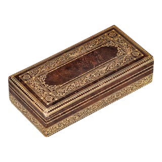Handsome Shreve, Crump, & Low Ornate Antique Leather Jewelry Table Desk Box For Sale