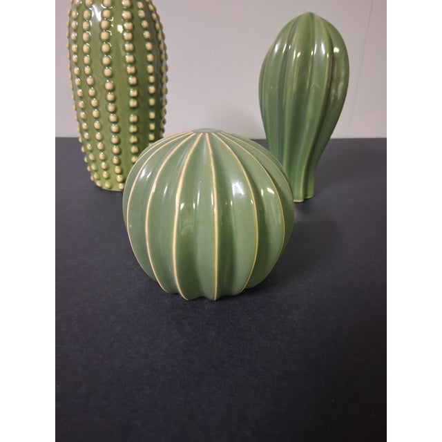 Minimalist 3 Pc. Glazed Stoneware Cacti - Set of 3 For Sale - Image 10 of 11