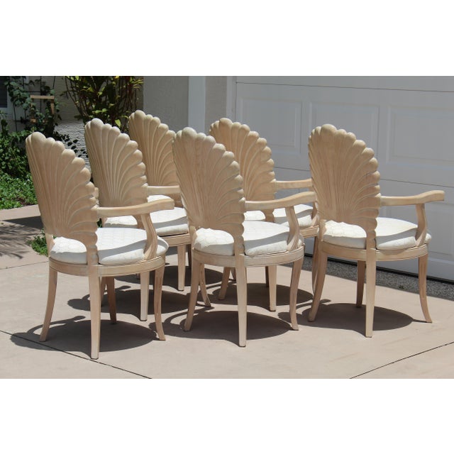 Off-white 1980s Vintage Italian Hollywood Regency Grotto Shell-Back Dining Chairs - Set of 8 For Sale - Image 8 of 18