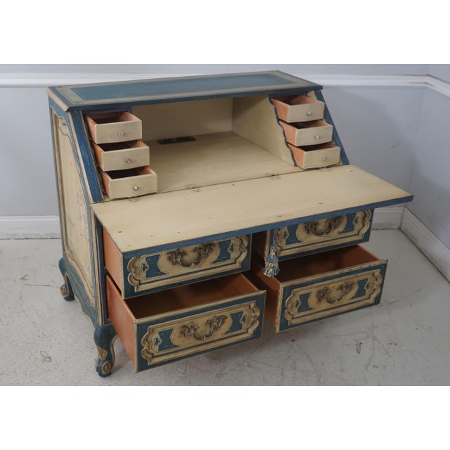 Queen Anne Venetian Style Hand Painted Slant Front Desk For Sale - Image 3 of 16