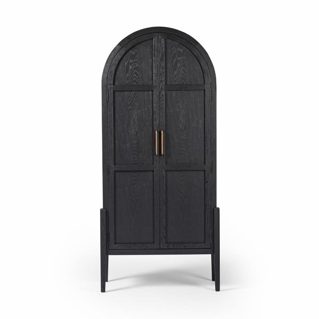 Four Hands Tolle Panel Door Cabinet, Drifted Matte Black For Sale - Image 9 of 13