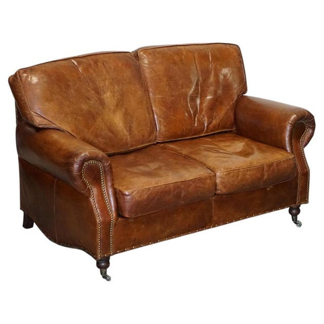 Balmoral Two Seater Brown Heritage Leather Sofa in the style of Halo and Timothy Oulton For Sale - Image 16 of 16