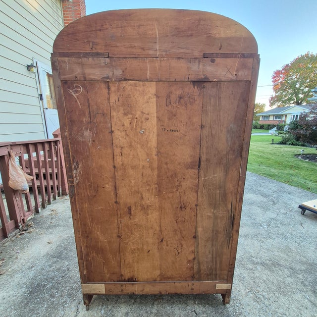 1930s Art Deco Waterfall Double Chifferobe Armoire W/ Secretary Desk For Sale - Image 12 of 16