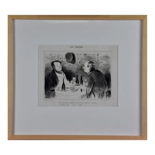 Honoré Daumier Satirical Lithograph Depicting French Men Tasting and Critiquing Wine, 1841 For Sale