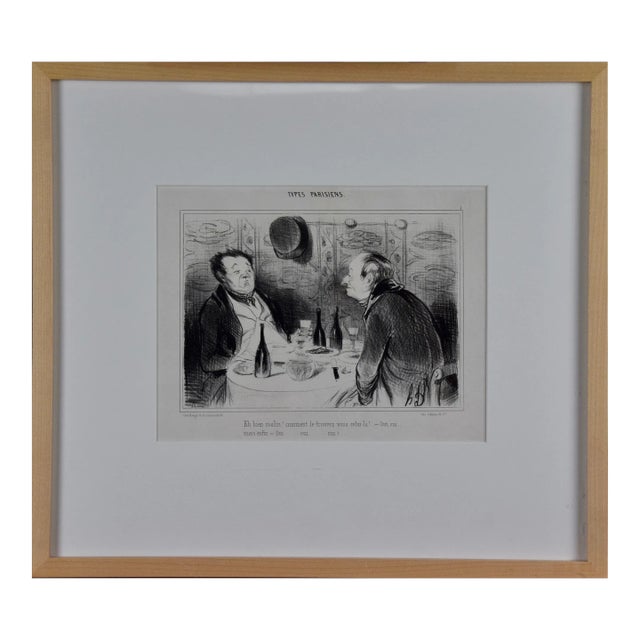 Honoré Daumier Satirical Lithograph Depicting French Men Tasting and Critiquing Wine, 1841 For Sale