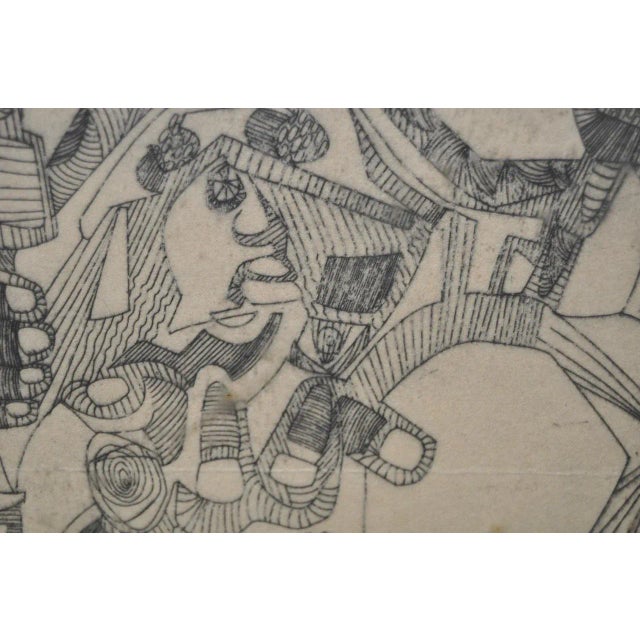 1940s Vintage Cubist Abstract "Lady in Labor" Etching For Sale In San Francisco - Image 6 of 6