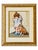 Charming set of two framed needlework pictures featuring a young child and a dog in sweet, nostalgic scenes. Beautifully...