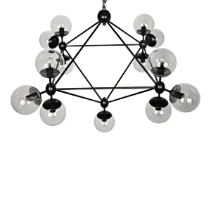 NOIR Pluto Chandelier, Small, Black Steel