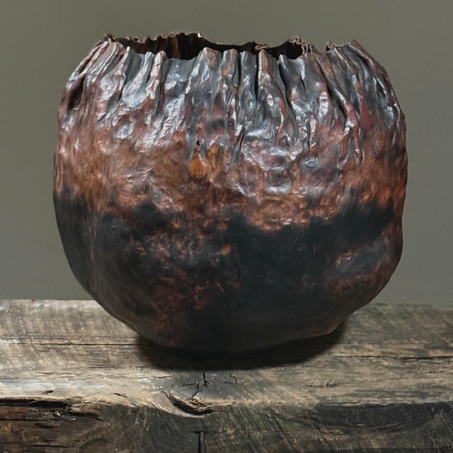 Brutalist Vessel Artist: Anthony Di Bona (American, 1921-2013) Date: Mid-20th Century Medium: Hand-hammered and patinated...