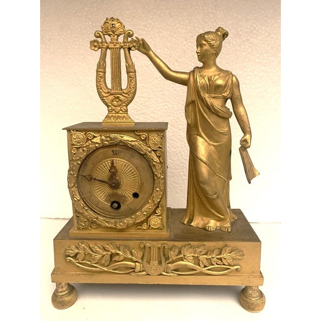 Restoration Style Clock in Gilded Bronze, 1800s For Sale - Image 15 of 15