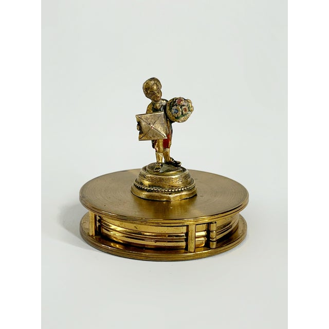 Brass Vintage Brass Magnifying Glass Paper Weight For Sale - Image 8 of 11