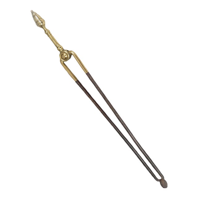 American Antique Brass and Steel Fireplace Tongs For Sale