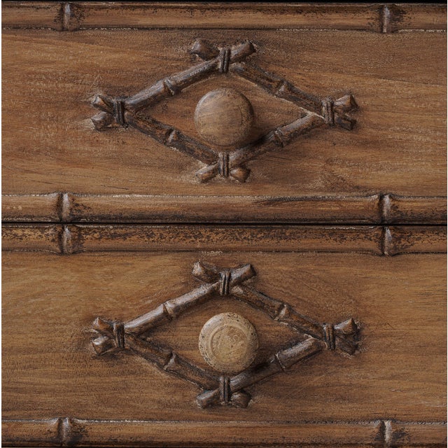 Matthew Izzo Home Faux Bamboo Two Drawer Nightstand For Sale - Image 4 of 5