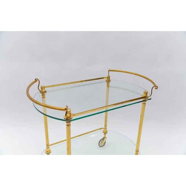 Italian Brass and Glass Serving Bar Cart, 1960s For Sale - Image 6 of 13