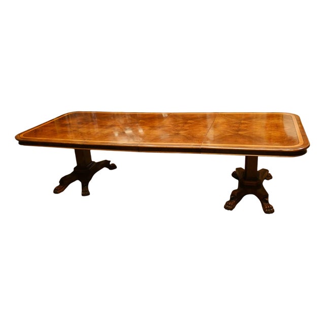 Regency Walnut Dining Table Extending Pedestal For Sale