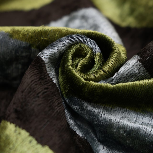 Olive Handmade Olive Green & Charcoal Ikat Velvet Lumbar Pillow 16x24 | Modern Organic Accent For Sale - Image 8 of 8