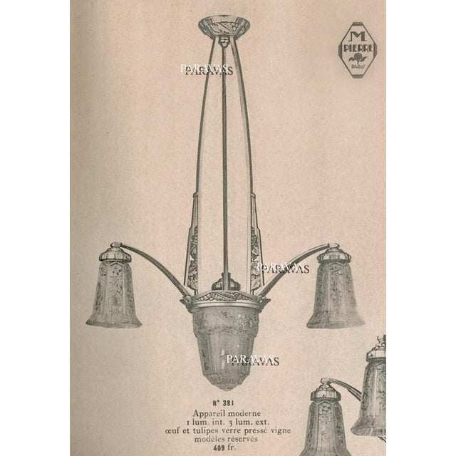 French Art Deco 3-Armed Chandelier by Pierre Maynadier 1930s For Sale - Image 14 of 14