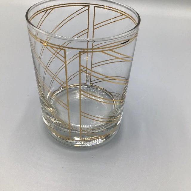 Mid-Century Modern Gold Spiral Striped Culver Lowball Glasses - Set of 4 For Sale - Image 3 of 13