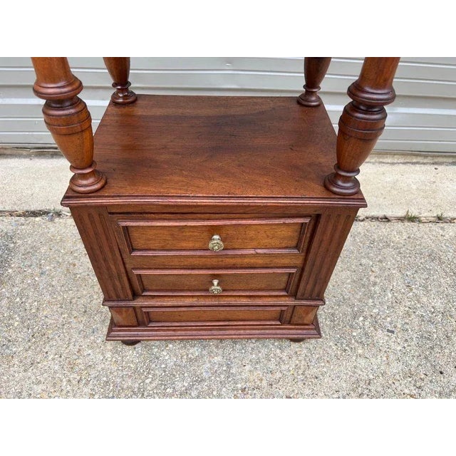 Early 20th Century Antique Solid Walnut Marble Top Side Table For Sale - Image 4 of 11
