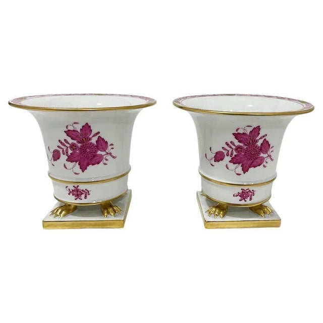 Porcelain & Iron Bouquet Apponyi in Purple from Herend, Hungary, 1960s, Set of 2 For Sale - Image 6 of 6