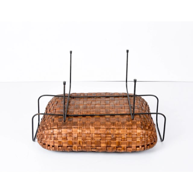 Mid-Century Italian Chestnut, Wood Metal & Brass Magazine Rack, 1960s For Sale - Image 15 of 17