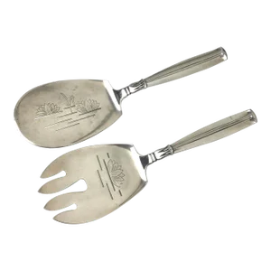 1940s Lotus by W&s Soerensen Denmark Sterling Silver Fish Serving Set 2-Piece