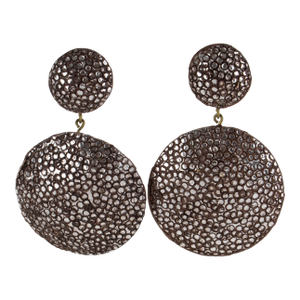 Fabrice Paris Taupe and Silver Resin Dangle Clip Earrings