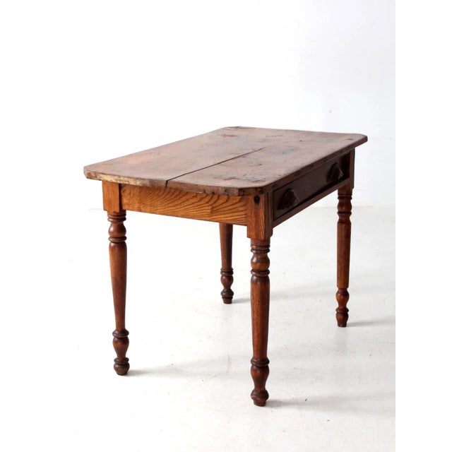 Antique Primitive Table With Drawer For Sale - Image 12 of 17